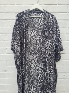 Long Kimono - Grey Leopard